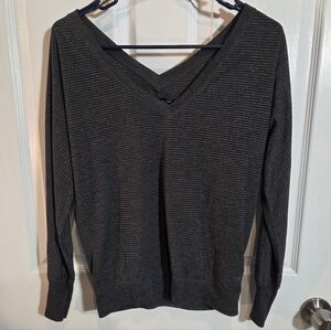 American Eagle Outfitters Dark Gray V-Neck Sweater